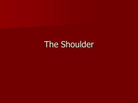The Shoulder. Anatomy Anatomy Movements Movements Injuries Injuries Evaluation Evaluation Rehabilitation Rehabilitation.