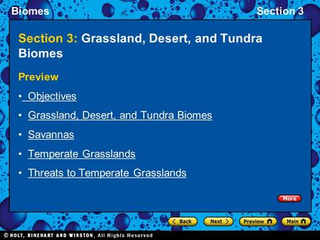 Section 3: Grassland, Desert, and Tundra Biomes