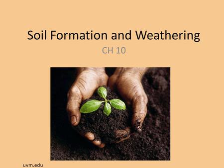 Soil Formation and Weathering CH 10 uvm.edu. It’s not just dirt? Medium for plant growth (food, feed, fiber) Mechanical support for living organisms Regulates.