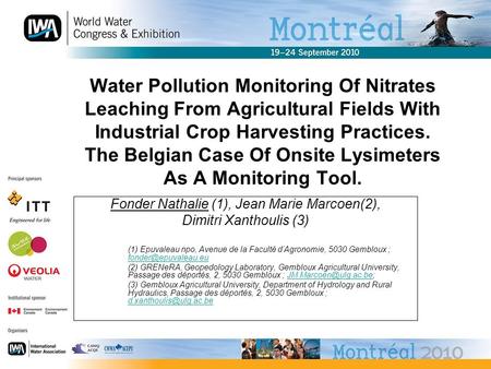 Water Pollution Monitoring Of Nitrates Leaching From Agricultural Fields With Industrial Crop Harvesting Practices. The Belgian Case Of Onsite Lysimeters.