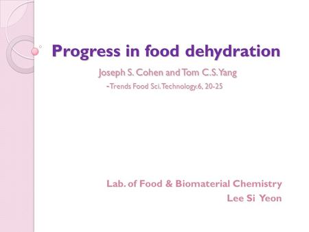 Lab. of Food & Biomaterial Chemistry Lee Si Yeon