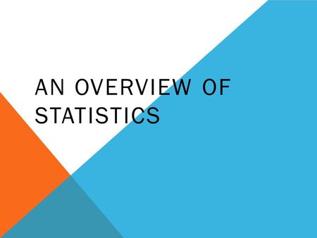AN OVERVIEW OF STATISTICS. WHAT IS STATISTICS? What does a statistician do? Player Games Minutes Points Rebounds FG% Bob 34 32.724 7.6.552 Andy 36 31.521.