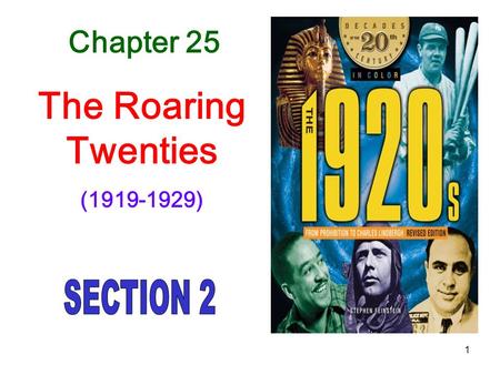 1 Chapter 25 The Roaring Twenties (1919-1929). Why would people be against alcohol? Violence in the family Crime Health problems Financial concerns for.