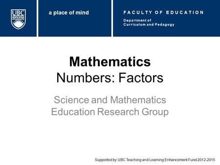 Mathematics Numbers: Factors