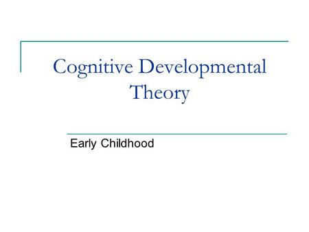 Cognitive Developmental Theory Early Childhood. 2 PREOPERATIONAL STAGE The preoperational stage is the second stage. Rapid growth in representational,