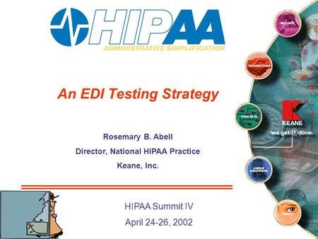 An EDI Testing Strategy Rosemary B. Abell Director, National HIPAA Practice Keane, Inc. HIPAA Summit IV April 24-26, 2002.
