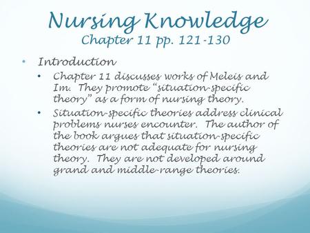 Nursing Knowledge Chapter 11 pp