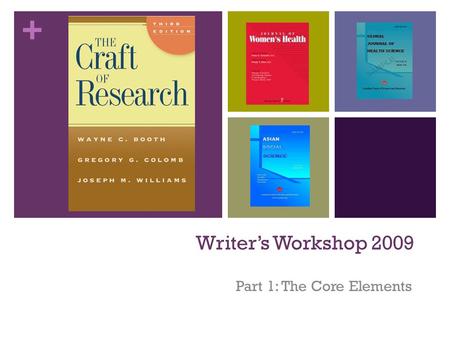+ Writer’s Workshop 2009 Part 1: The Core Elements.