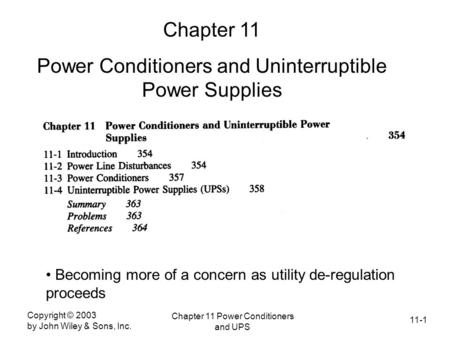 Power Conditioners and Uninterruptible Power Supplies