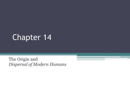 Chapter 14 The Origin and Dispersal of Modern Humans.
