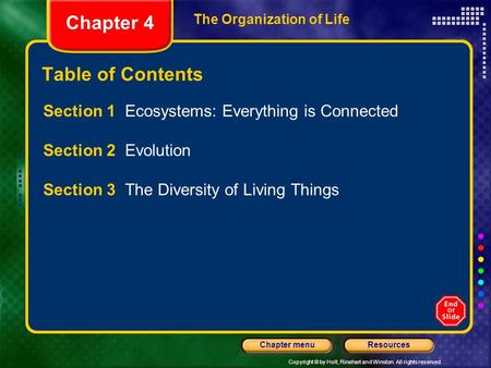 Chapter 4 Table of Contents