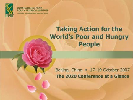 The need for a consultation process  Globally about 1 billion people are absolutely poor, living on less than US$1 a day; about 800 million are hungry.