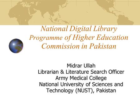 Midrar Ullah Librarian & Literature Search Officer