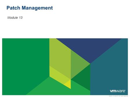 © 2010 VMware Inc. All rights reserved Patch Management Module 13.