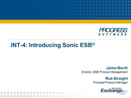 INT-4: Introducing Sonic ESB®