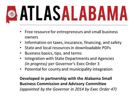 Free resource for entrepreneurs and small business owners Information on taxes, insurance, financing, and safety State and local resources in downloadable.