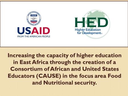 Increasing the capacity of higher education in East Africa through the creation of a Consortium of African and United States Educators (CAUSE) in the focus.