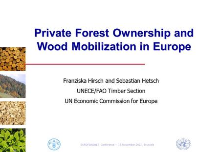 EUROFORENET Conference - 19 November 2007, Brussels Private Forest Ownership and Wood Mobilization in Europe Franziska Hirsch and Sebastian Hetsch UNECE/FAO.