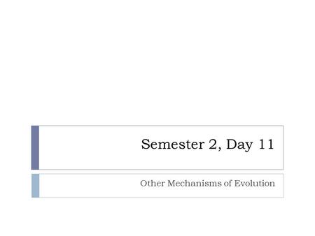 Semester 2, Day 11 Other Mechanisms of Evolution.