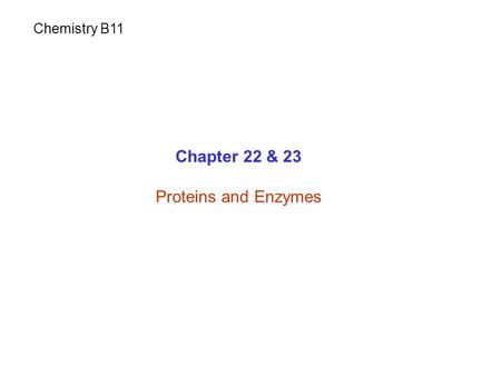 Chapter 22 & 23 Proteins and Enzymes Chemistry B11.