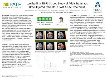 Longitudinal fNIRS Stroop Study of Adult Traumatic Brain Injured Patients in Post-Acute Treatment Matthew Cloud, BS 1,2 ; Jana Downum, MA, BCB, CBIS 1.