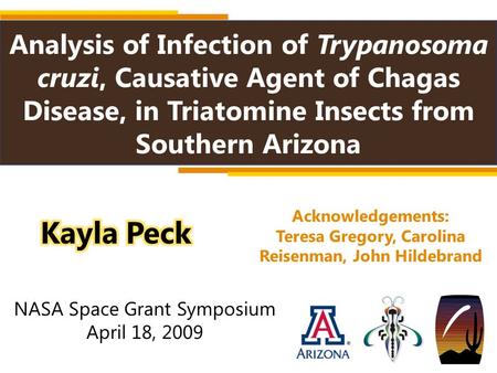 Analysis of Infection of Trypanosoma cruzi, Causative Agent of Chagas Disease, in Triatomine Insects from Southern Arizona Acknowledgements: Teresa Gregory,