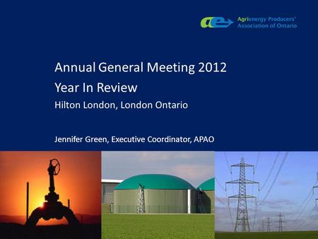 Apao.ca Annual General Meeting 2012 Year In Review Hilton London, London Ontario Jennifer Green, Executive Coordinator, APAO.
