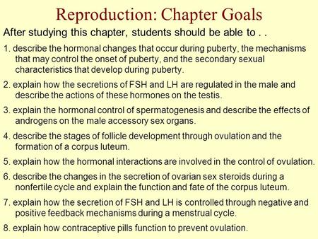 Reproduction: Chapter Goals