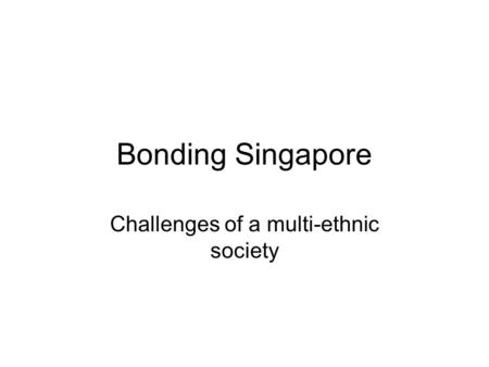 Bonding Singapore Challenges of a multi-ethnic society.