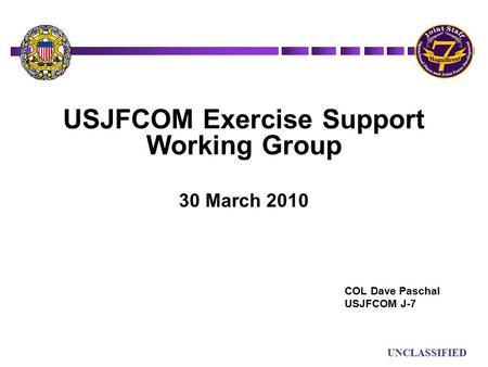 USJFCOM Exercise Support Working Group