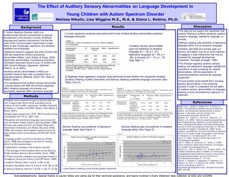 Discussion The Effect of Auditory Sensory Abnormalities on Language Development in Young Children with Autism Spectrum Disorder  Autism Spectrum Disorder.