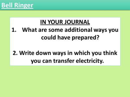 Bell Ringer IN YOUR JOURNAL
