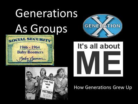 Generations As Groups How Generations Grew Up. Do Now What do you know about the generations that preceded you? Do you feel like there is a level of misunderstanding.