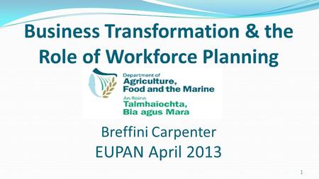 Business Transformation & the Role of Workforce Planning Breffini Carpenter EUPAN April 2013 1.