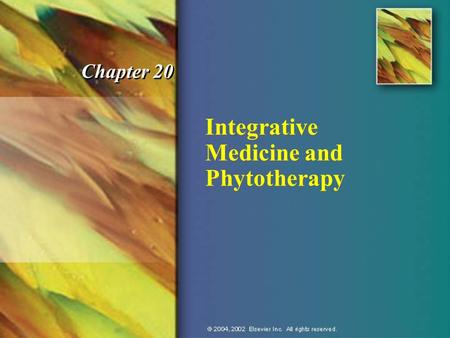 Integrative Medicine and Phytotherapy Chapter 20.