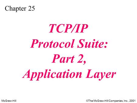 McGraw-Hill©The McGraw-Hill Companies, Inc., 2001 Chapter 25 TCP/IP Protocol Suite: Part 2, Application Layer.
