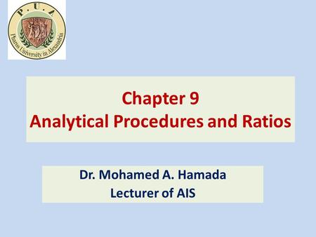 Chapter 9 Analytical Procedures and Ratios
