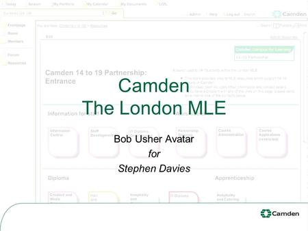 Camden The London MLE Bob Usher Avatar for Stephen Davies.