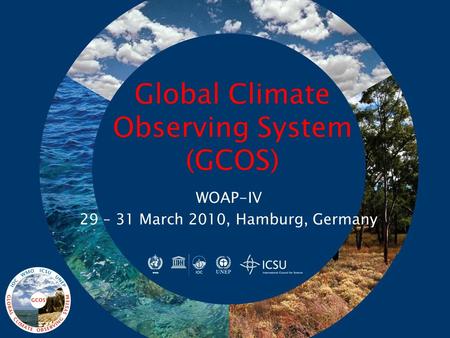Global Climate Observing System (GCOS) WOAP-IV 29 – 31 March 2010, Hamburg, Germany.