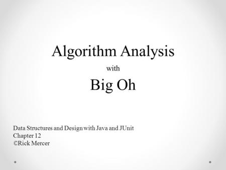 Big Oh Algorithm Analysis with