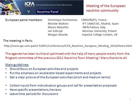 The meeting in Paris:  The agenda has been built and optimized.