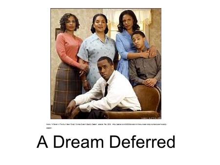 A Dream Deferred Maria. “A Raisin In The Sun: Sean “Diddy” Combs Doesn’t Exactly Dazzle”. Jezebel. Feb. 2008..