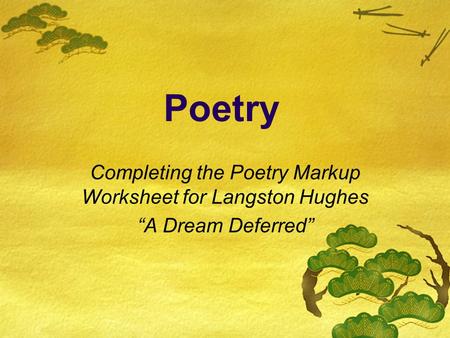 Completing the Poetry Markup Worksheet for Langston Hughes