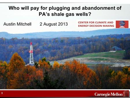 Who will pay for plugging and abandonment of PA’s shale gas wells? Austin Mitchell 2 August 2013 1.