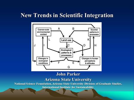 New Trends in Scientific Integration John Parker Arizona State University National Science Foundation, Arizona State University Division of Graduate Studies,