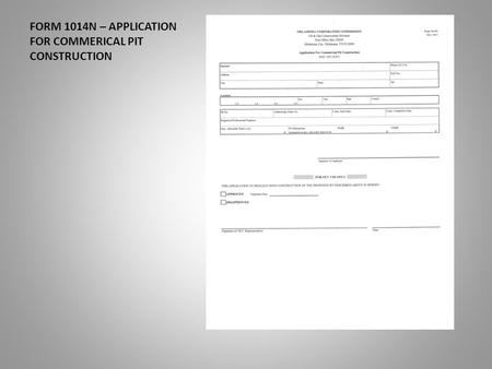 FORM 1014N – APPLICATION FOR COMMERICAL PIT CONSTRUCTION.