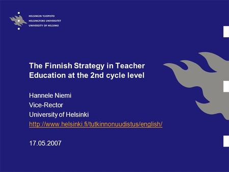 The Finnish Strategy in Teacher Education at the 2nd cycle level