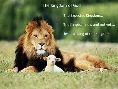 The Kingdom now and not yet…. The Expected Kingdom… Jesus as King of the Kingdom The Kingdom of God.