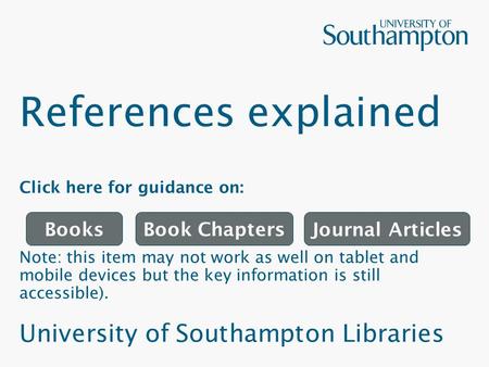 References explained Click here for guidance on: Note: this item may not work as well on tablet and mobile devices but the key information is still accessible).