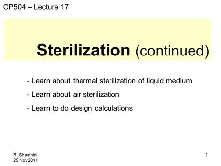 Sterilization (continued)